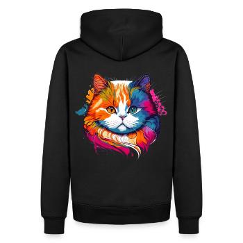 Fette Spritzkatze - Männer Premium Bio Hoodie - Schwarz - Hinten - Nico (187cm)