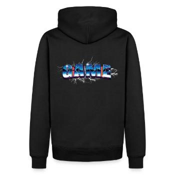 Game - Men’s Premium Organic Hoodie - black - Back - Nico (187cm)