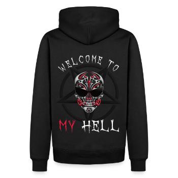 Bienvenue dans ma chemise Hell cool skull - Sweat à capuche Premium bio Homme - noir - Dos - Nico (187cm)