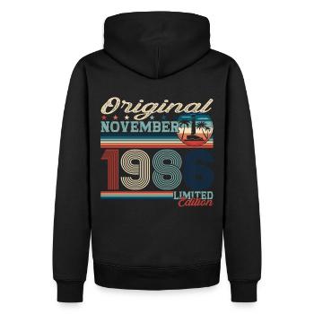 Original novembre 1986 Cadeau du 36e anniversaire - Sweat à capuche Premium bio Homme - noir - Dos - Nico (187cm)