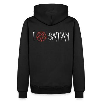 Ich Liebe Satan Pentagramm - Männer Premium Bio Hoodie - Schwarz - Hinten - Nico (187cm)