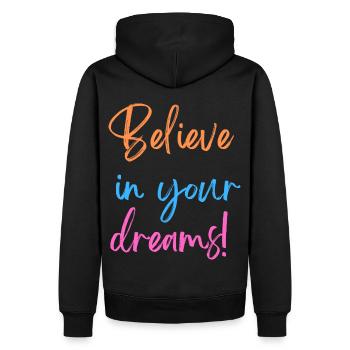 KDFA I Believe in your dreams! - Männer Premium Bio Hoodie - Schwarz - Hinten - Nico (187cm)