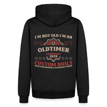 65. Geburtstag Oldtimer Februar Jahrgang 1959 - Männer Premium Bio Hoodie - Schwarz - Hinten - Nico (187cm)