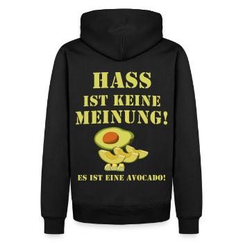 Hass ist keine Meinung! Hass ist eine Avocado! - Männer Premium Bio Hoodie - Schwarz - Hinten - Nico (187cm)