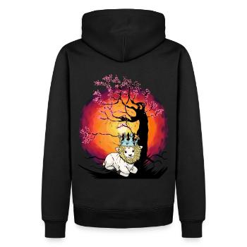 Tree, Cherry Blossom, Cherry Blossom, Sheep, Lion, Crown - Men’s Premium Organic Hoodie - black - Back - Nico (187cm)