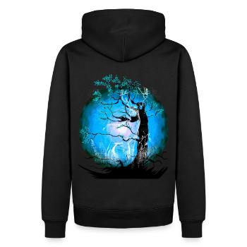 Tree, Nature, Deer, Deer, Forest Animals, Wild Roebuck - Men’s Premium Organic Hoodie - black - Back - Nico (187cm)