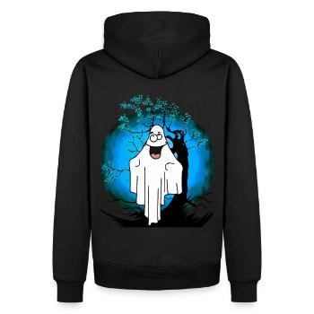 Halloween Gespenst Geist Geister - Männer Premium Bio Hoodie - Schwarz - Hinten - Nico (187cm)