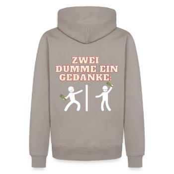 Zwei Dumme - Männer Premium Bio Hoodie - Taupe - Hinten - Nico (187cm)