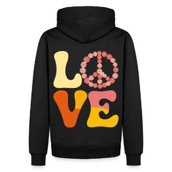 Signe de paix Amour des années 60 des années 70 Costume Groovy Hippie - Sweat à capuche Premium bio Homme - noir - Dos - Nico (187cm)