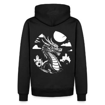 dragonW - Sweat à capuche Premium bio Homme - noir - Dos - Nico (187cm)