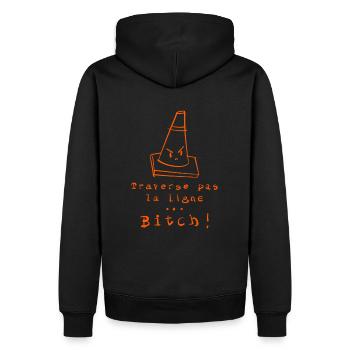 Traverse pas la ligne ! Cône de signalisation - Sweat à capuche Premium bio Homme - noir - Dos - Nico (187cm)