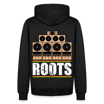 Roots Reggae - Männer Premium Bio Hoodie - Schwarz - Hinten - Nico (187cm)