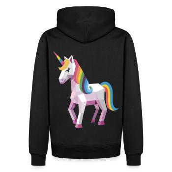 Geometric Rainbow Unicorn – Modern Fantasy Art - Men’s Premium Organic Hoodie - black - Back - Nico (187cm)
