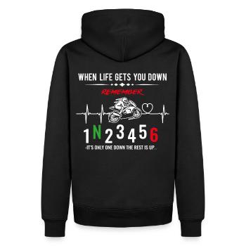 When life gets you down - Motorcycle / Motorcycle - Men’s Premium Organic Hoodie - black - Back - Nico (187cm)