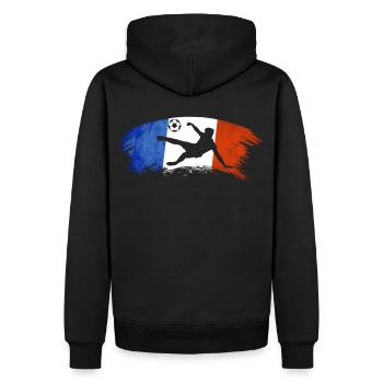 Fußball Frankreich blau weiß weiß fußball - Männer Premium Bio Hoodie - Schwarz - Hinten - Nico (187cm)