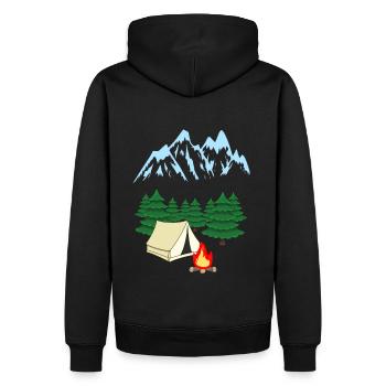Gebirge Bergsteiger Expedition Abenteuer Camping - Männer Premium Bio Hoodie - Schwarz - Hinten - Nico (187cm)