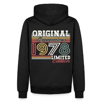 Décembre Né en 1978 Cadeau du 44e anniversaire - Sweat à capuche Premium bio Homme - noir - Dos - Nico (187cm)