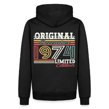 Décembre Né en 1974 Cadeau de 48e anniversaire - Sweat à capuche Premium bio Homme - noir - Dos - Nico (187cm)