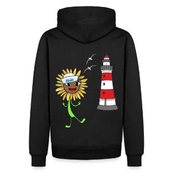 Sailor Sunflower Lighthouse Maritime Moin - Sweat à capuche Premium bio Homme - noir - Dos - Nico (187cm)
