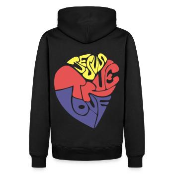wahre Liebe Jesus - Männer Premium Bio Hoodie - Schwarz - Hinten - Nico (187cm)