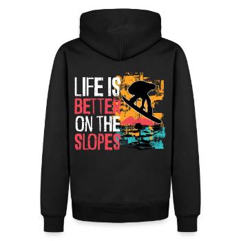 Snowboard Snowboard Vacances Snowboard Snowboard - Sweat à capuche Premium bio Homme - noir - Dos - Nico (187cm)