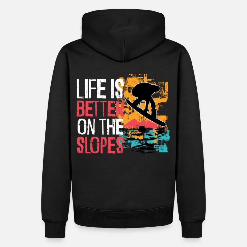 Snowboard Snowboard Vacances Snowboard Snowboard - Sweat à capuche Premium bio Homme - noir