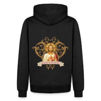 Jesus Christus, Christen-Liebe, Glaube - Männer Premium Bio Hoodie - Schwarz - Hinten - Nico (187cm)