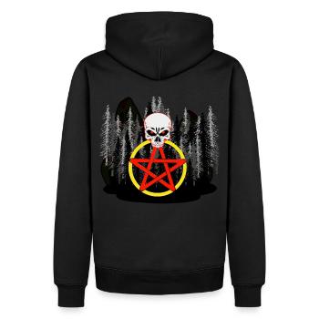 Pentagramm Wald Wildnis Totenkopf Horror Satanisch - Männer Premium Bio Hoodie - Schwarz - Hinten - Nico (187cm)