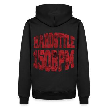 Hardstyle-| Hardstyle 150BPM| Gabber Frenchcore - Männer Premium Bio Hoodie - Schwarz - Hinten - Nico (187cm)
