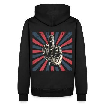 Vintage Middle Finger Fun Retro Old School - Men’s Premium Organic Hoodie - black - Back - Nico (187cm)