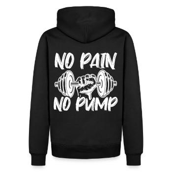 Pas de douleur pas de pompe Gym - Sweat à capuche Premium bio Homme - noir - Dos - Nico (187cm)