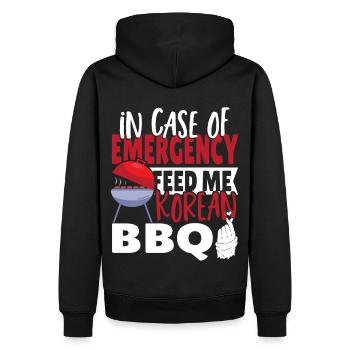 In Case Of Emergency Feed Me Korean BBQ Asian - Men’s Premium Organic Hoodie - black - Back - Nico (187cm)