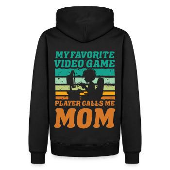 Mein Lieblings-Videospielspieler nennt mich Mama - Männer Premium Bio Hoodie - Schwarz - Hinten - Nico (187cm)