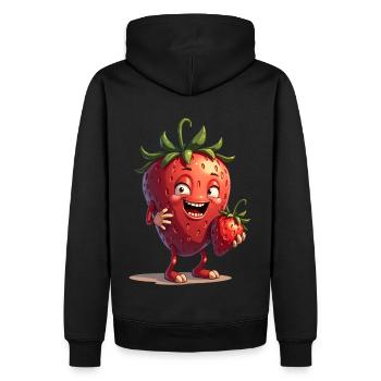 Drôle de fraises fraises fruits - Sweat à capuche Premium bio Homme - noir - Dos - Nico (187cm)