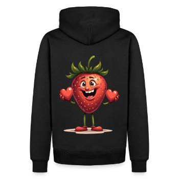 Drôle de fraises fraises fruits - Sweat à capuche Premium bio Homme - noir - Dos - Nico (187cm)