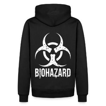 Biohazard Grunge Zombies Apokalypse Horror - Männer Premium Bio Hoodie - Schwarz - Hinten - Nico (187cm)