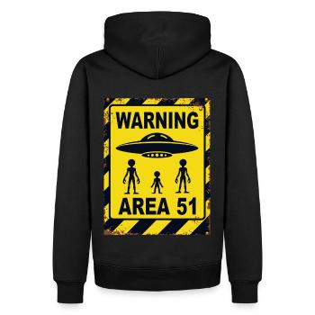 Area 51 UFO-Warnung – Betreten auf eigene Gefahr - Männer Premium Bio Hoodie - Schwarz - Hinten - Nico (187cm)