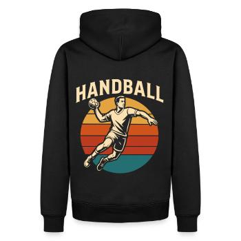 Retro Handball Design Vintage Style - Männer Premium Bio Hoodie - Schwarz - Hinten - Nico (187cm)