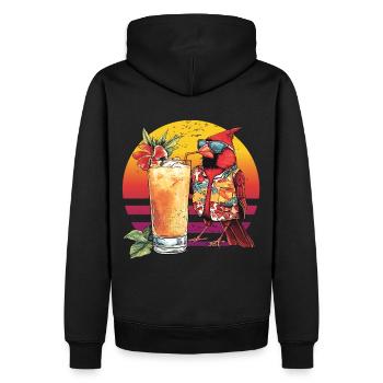 Roter Kardinal Vogel trinkt Pina Colada Hawaii - Männer Premium Bio Hoodie - Schwarz - Hinten - Nico (187cm)