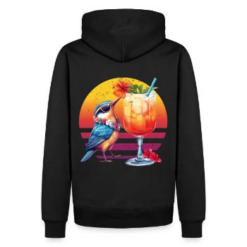 Vintage Hummingbird Trinken Sommer Vibes Retro - Männer Premium Bio Hoodie - Schwarz - Hinten - Nico (187cm)