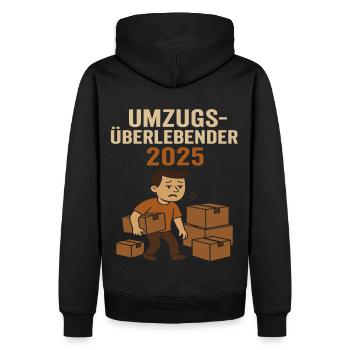 Umzüge Helfer Überlebender 2025 Wohnung - Männer Premium Bio Hoodie - Schwarz - Hinten - Nico (187cm)