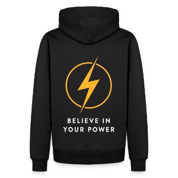 Blitz Croyez en votre pouvoir - Sweat à capuche Premium bio Homme - noir - Dos - Nico (187cm)