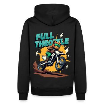 Full Throttle Bear Motocross Motorcycle - Men’s Premium Organic Hoodie - black - Back - Nico (187cm)