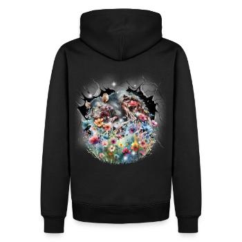 Maus Mäuse Ratte Blumen Blume Natur Umwelt - Männer Premium Bio Hoodie - Schwarz - Hinten - Nico (187cm)