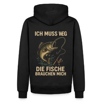 Pêche canne à pêche Sport Nature Adventure - Sweat à capuche Premium bio Homme - noir - Dos - Nico (187cm)