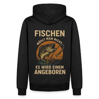 Fisch Angel Sport Rute Abenteuer - Männer Premium Bio Hoodie - Schwarz - Hinten - Nico (187cm)