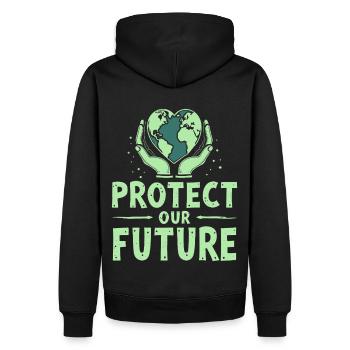 Protect Our Future Planet Earth - Men’s Premium Organic Hoodie - black - Back - Nico (187cm)