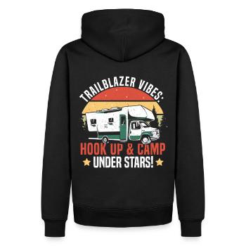 Nur Hier Für Das Camping Des Hook -Ups - Männer Premium Bio Hoodie - Schwarz - Hinten - Nico (187cm)
