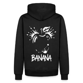 Banane Apfel Witz - Männer Premium Bio Hoodie - Schwarz - Hinten - Nico (187cm)