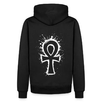 Égypte Ankh Symbole Splash - Sweat à capuche Premium bio Homme - noir - Dos - Nico (187cm)